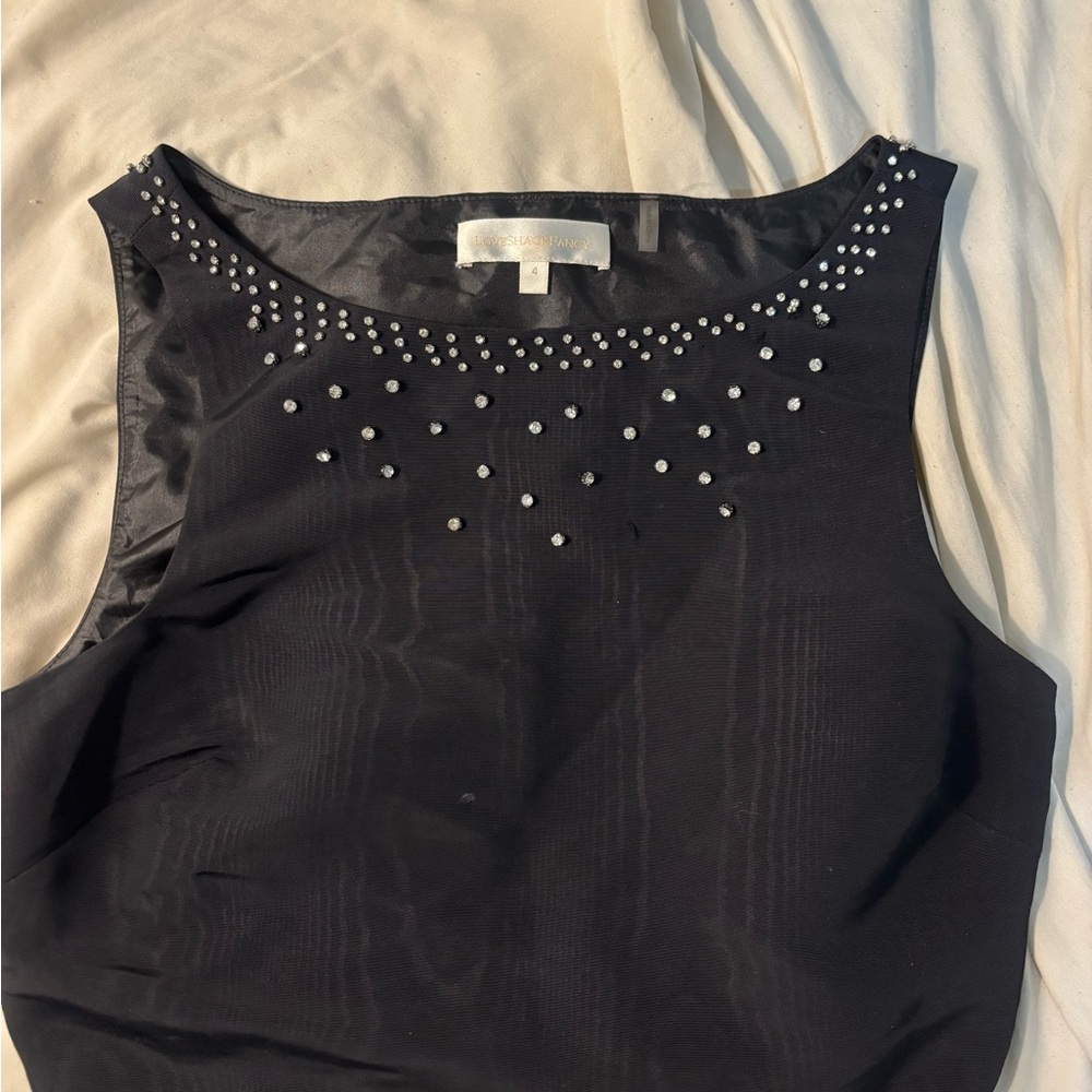 LoveShackFancy Black Sleeveless Top with Silver Accents